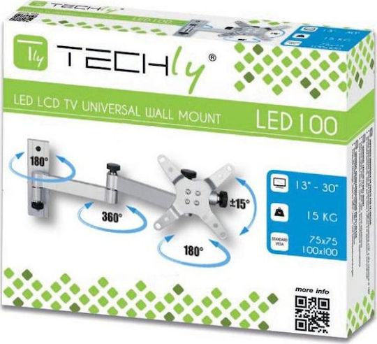 Techly ICA-LCD 104 Βάση Τηλεόρασης Τοίχου με Βραχίονα έως 30" και 15kg - Image 2