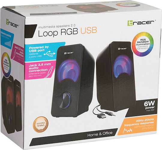 Tracer Loop RGB USB Ηχεία Υπολογιστή 2.0 με RGB Φωτισμό και Ισχύ 6W Μαύρα - Image 4