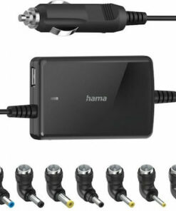 HAMA Slim & Light Universal Car Notebook Power Supply Unit, 15 - 19 V/70W Universal Φορτιστής Laptop 70W 19V 4.5A με Αντάπτορα Τροφοδοσίας και με σετ βυσμάτων (00200008)