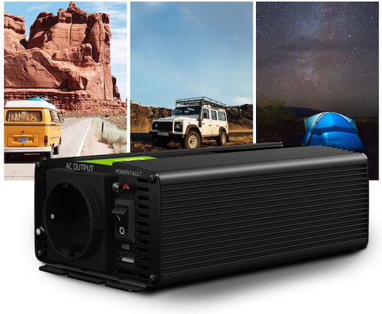 Green Cell Power Inverter Αυτοκινήτου Τροποποιημένου Ημιτόνου 1500W για Μετατροπή 24V DC σε 230V AC με 1xUSB INV23 - Image 5