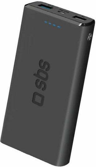 SBS Fast Power Bank 10000mAh με 2 Θύρες USB-A Μαύρο