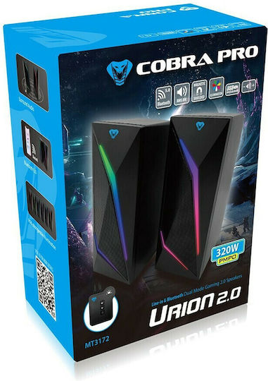 Media-Tech Cobra Pro Urion Ασύρματα Ηχεία Υπολογιστή 2.0 με RGB Φωτισμό και Bluetooth Ισχύος 8W Μαύρα - Image 2