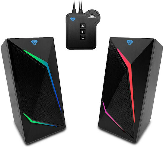 Media-Tech Cobra Pro Urion Ασύρματα Ηχεία Υπολογιστή 2.0 με RGB Φωτισμό και Bluetooth Ισχύος 8W Μαύρα - Image 3