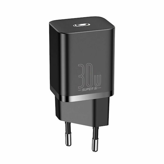 Baseus Φορτιστής Χωρίς Καλώδιο με Θύρα USB-C 30W Power Delivery Μαύρος (Super Si)