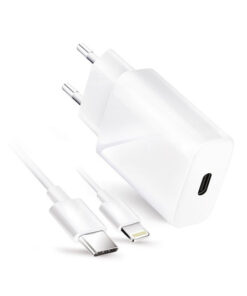 Forcell Φορτιστής με Θύρα USB-C και Καλώδιο USB-C - Lightning 20W Power Delivery Λευκός (5903396072451)