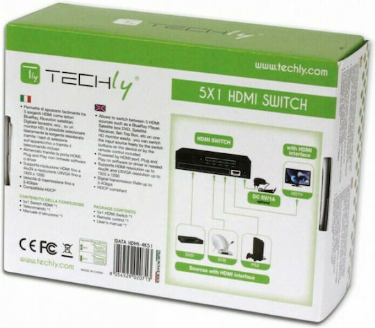 Techly IDATA HDMI-4K51 HDMI Switch IDATA HDMI-4K51 - Image 6