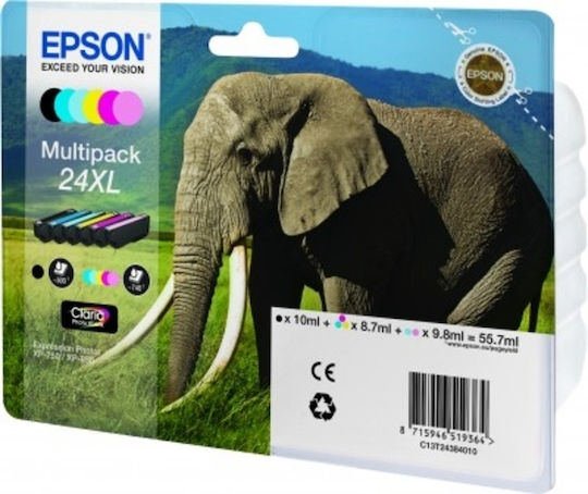 Epson 24XL Γνήσιο Πακέτο 6 Μελανιών Εκτυπωτή InkJet Ανοιχτό Κυανό / Ανοιχτό Ματζέντα / Κίτρινο / Κυανό / Ματζέντα / Μαύρο (C13T24384011 C13T24384010) - Image 3