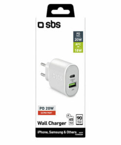 Alternative view of SBS Φορτιστής Χωρίς Καλώδιο με Θύρα USB-A και Θύρα USB-C 20W Power Delivery Λευκός (TETRPD20W)