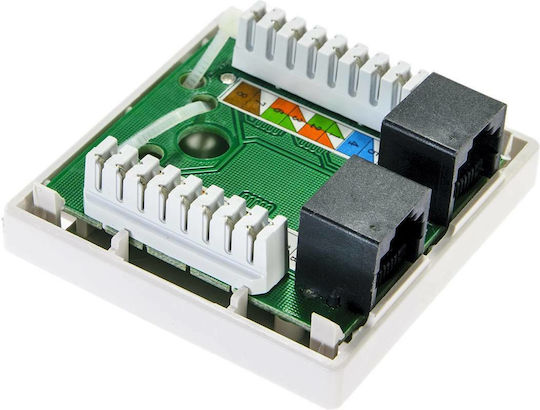 Lanberg Διπλή Εξωτερική Πρίζα Δικτύου RJ45 Τύπου Cat6 σε Λευκό Χρώμα OS6-0002-W - Image 2