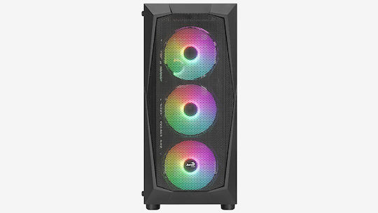 Aerocool Falcon-A-BK-V1 Gaming Midi Tower Κουτί Υπολογιστή με Πλαϊνό Παράθυρο και RGB Φωτισμό Μαύρο - Image 2