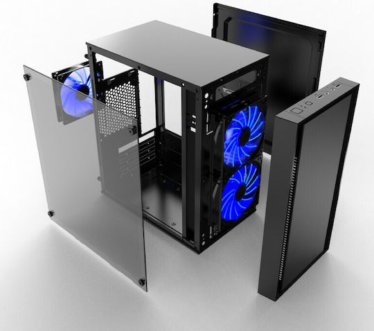 Gembird Fornax 960B Gaming Midi Tower Κουτί Υπολογιστή με Πλαϊνό Παράθυρο Blue LED Fans - Image 5