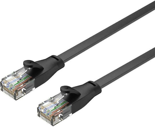 Unitek Flat U/UTP Cat.6 Καλώδιο Δικτύου Ethernet 15m Μαύρο 1τμχ C1814GBK