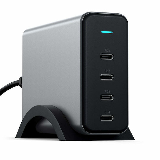 Satechi Βάση Φόρτισης GaN με 4 Θύρες USB-C 165W Power Delivery σε Γκρι χρώμα (GaN ST-UC165GM) - Image 2