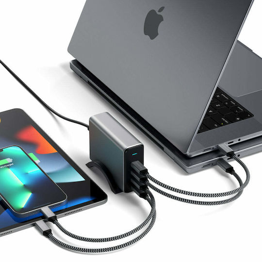 Satechi Βάση Φόρτισης GaN με 4 Θύρες USB-C 165W Power Delivery σε Γκρι χρώμα (GaN ST-UC165GM) - Image 4
