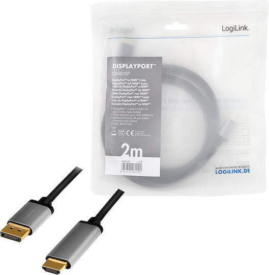 LogiLink Cable DisplayPort male - HDMI male 2m Μαύρο (CDA0107) - Image 4