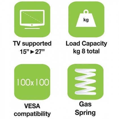 Techly Βάση Γραφείου Οθόνης έως 27" με Βραχίονα (ICA-LCD-111-BK) - Image 5