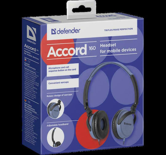 Defender Accord 160 Ενσύρματα On Ear Ακουστικά Μαύρα / Μπλε - Image 2
