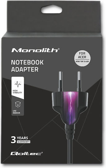 Qoltec Φορτιστής Laptop 65W 19V 3.42A για Acer χωρίς Καλώδιο Τροφοδοσίας 51115 - Image 3