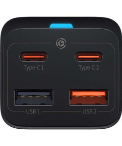 Alternative view of Baseus Βάση Φόρτισης GaN με 2 Θύρες USB-A και 2 Θύρες USB-C 65W Power Delivery / Quick Charge 4.0 σε Μαύρο χρώμα (Gan3 Pro)