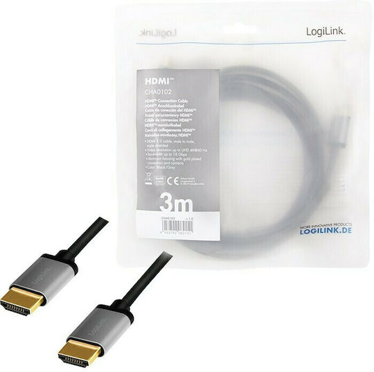 LogiLink HDMI 2.0 Cable HDMI male - HDMI male 3m Μαύρο CHA0102 - Image 5