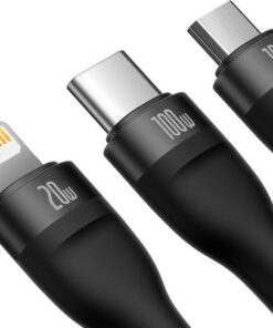 Alternative view of Baseus Flash Series II Braided USB to micro USB / Type-C / Lightning Cable Μαύρο 1.2m (CASS030101)