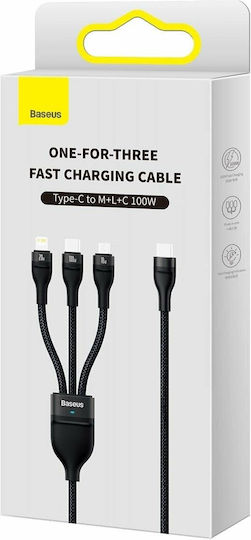 Baseus Flash Series II Braided USB to Lightning / Type-C / micro USB Cable Μαύρο 1.5m (CASS030201) - Image 3