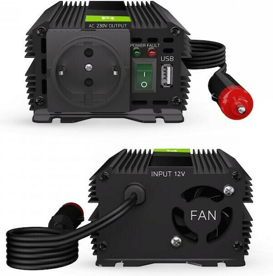 Green Cell Inverter Αυτοκινήτου 300W για 12V DC με 1xUSB INVGC06 - Image 2