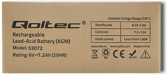 Qoltec Μπαταρία UPS με Χωρητικότητα 7.2Ah και Τάση 6V 53072 - Image 7