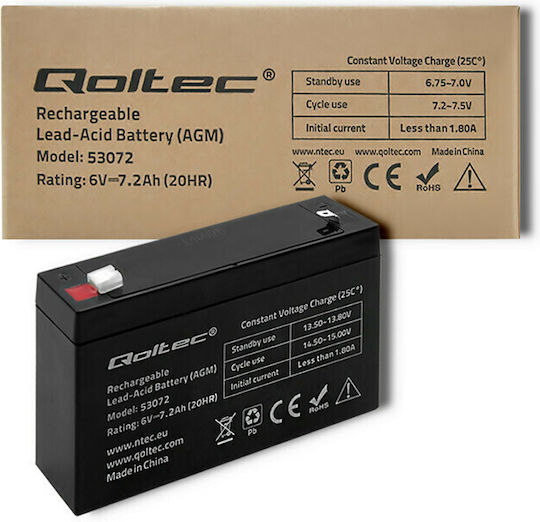 Qoltec Μπαταρία UPS με Χωρητικότητα 7.2Ah και Τάση 6V 53072 - Image 6