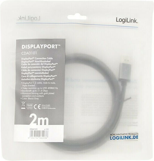 LogiLink Cable DisplayPort male - DisplayPort male 2m Μαύρο (CDA0101) - Image 4