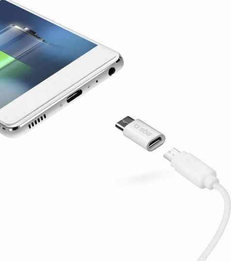 SBS Μετατροπέας USB-C male σε micro USB female Λευκό 1τμχ TEADAPTC - Image 2