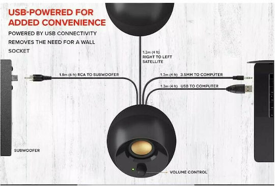 Creative Pebble Plus Ηχεία Υπολογιστή 2.1 με Ισχύ 8W σε Μαύρο Χρώμα - Image 7