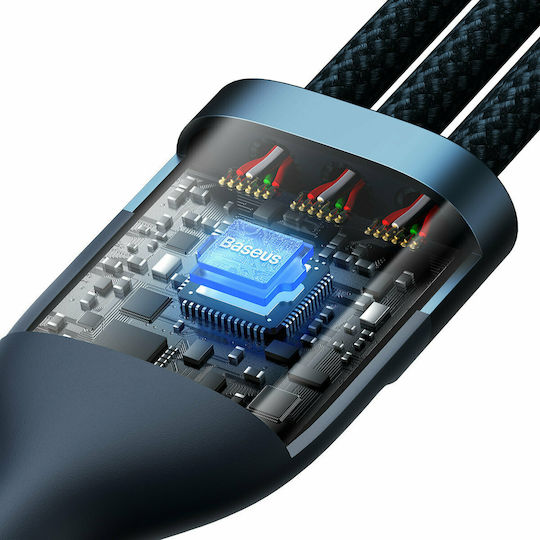 Baseus Flash Series Braided USB to micro USB / Type-C / Lightning Cable Μπλε 1.2m (CASS030003) - Image 4