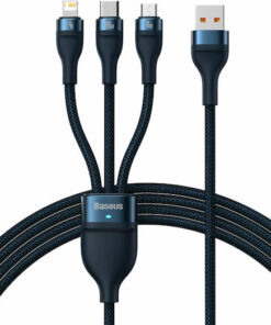Baseus Flash Series Braided USB to micro USB / Type-C / Lightning Cable Μπλε 1.2m (CASS030003)