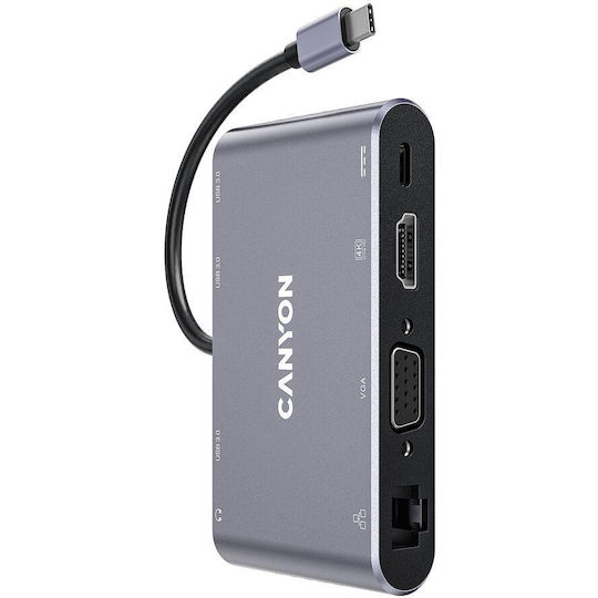 Canyon USB-C Docking Station με HDMI 4K PD Ethernet Γκρι (CNS-TDS14)