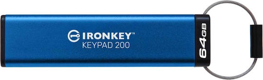 Kingston IronKey Keypad 64GB USB 3.2 Stick Μπλε - Image 3