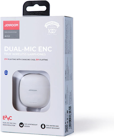 Joyroom JR-TL11 Earbud Bluetooth Handsfree Ακουστικά με Αντοχή στον Ιδρώτα και Θήκη Φόρτισης Λευκά - Image 3