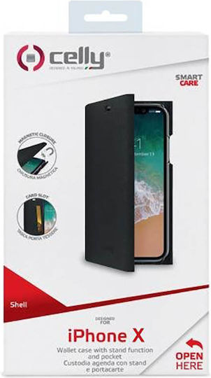 Celly Shell Wallet Δερματίνης Μαύρο (iPhone X / Xs) SHELL900BK - Image 2