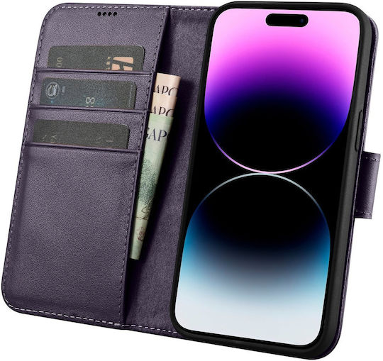 iCarer Anti-RFID Wallet Δερμάτινο Dark Purple (iPhone 14 Pro) WMI14220726-DP - Image 3