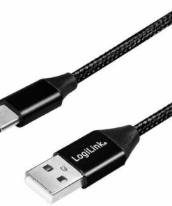 Alternative view of LogiLink Braided USB 2.0 Cable USB-C male - USB-A male Μαύρο 1m (CU0140)