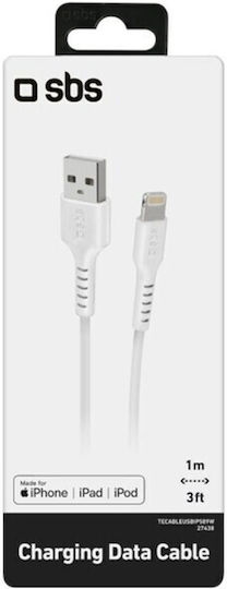 SBS USB to Lightning Cable Λευκό 1m (CABLEUSBIP589W) - Image 2