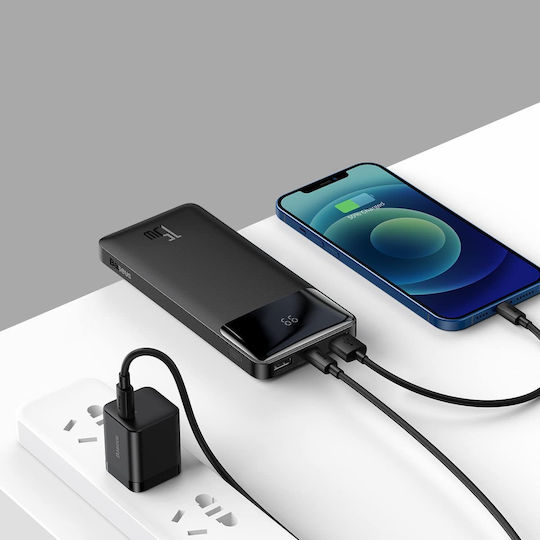Baseus Bipow Overseas Edition Power Bank 10000mAh 15W με 2 Θύρες USB-A και Θύρα USB-C Μαύρο - Image 2