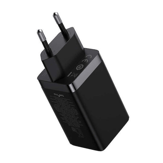 Baseus Φορτιστής GaN με Θύρα USB-A και 2 Θύρες USB-C και Καλώδιο USB-C - USB-C 65W Quick Charge 3.0 Μαύρος (Gan5) - Image 2