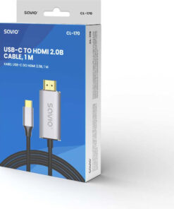 Alternative view of Savio CL-170 HDMI 2.0 Cable HDMI male - USB-C male 1m Ασημί