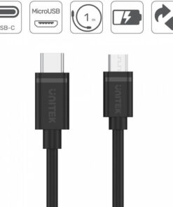 Alternative view of Unitek USB 2.0 Cable USB-C male - micro USB-A Μαύρο 1m (Y-C473BK)