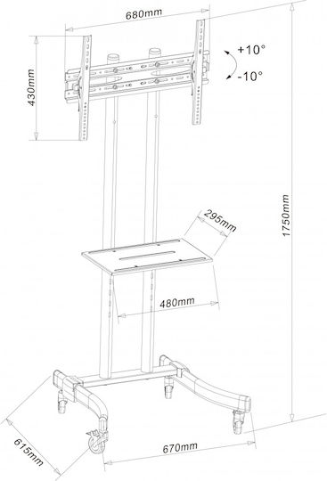 Techly ICA-TR23 Βάση Τηλεόρασης Δαπέδου έως 70" και 40kg - Image 4