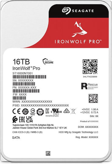 Seagate IronWolf Pro 16TB HDD Σκληρός Δίσκος 3.5" SATA III 7200rpm με 256MB Cache για NAS ST16000NT001 - Image 2