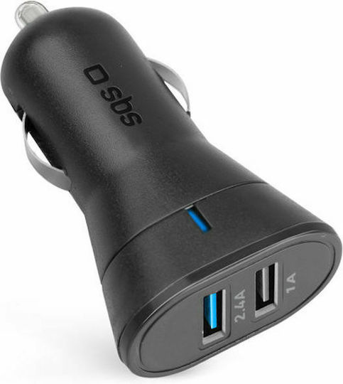 SBS Φορτιστής Αυτοκινήτου 12W με Θύρες: 2xUSB Μαύρος TECR2USB24AFAST - Image 2