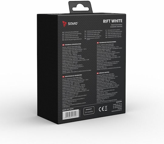 Savio Rift Ασύρματο RGB Gaming Ποντίκι 10000 DPI Λευκό - Image 6