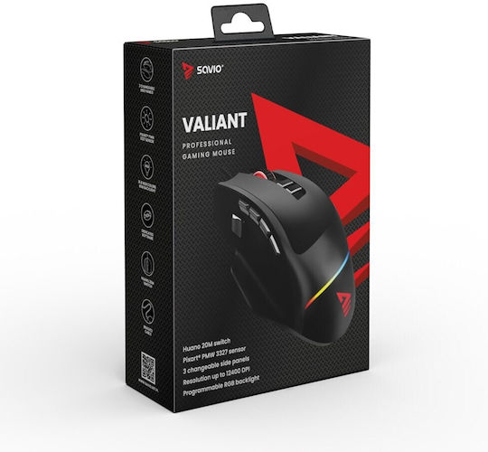 Savio Valiant RGB Gaming Ποντίκι 12400 DPI Μαύρο - Image 9